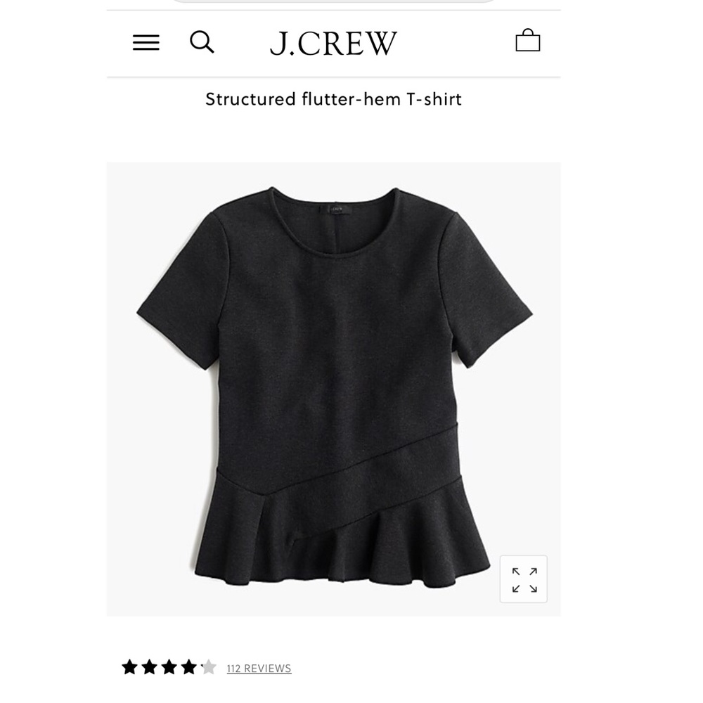 J. Crew 💛 CREAM 💛 Structured Flutter-Hem T-Shirt